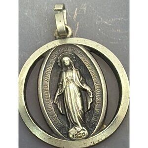 VTG Miraculous Medal Pendant Cutout Open Frame Catholic Holy Mother Religious